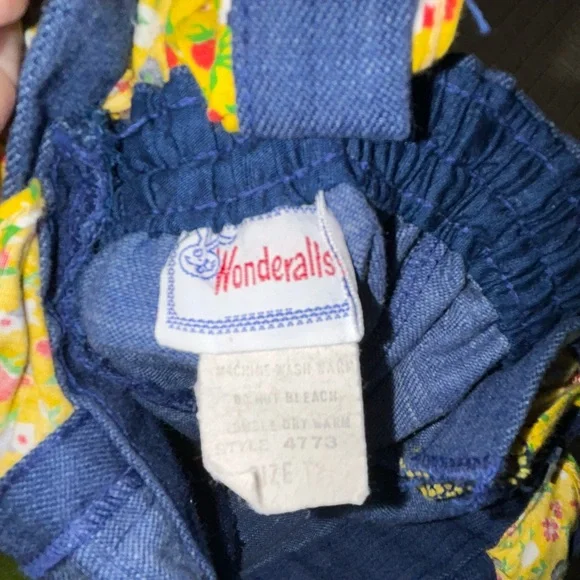 Vintage kids bellbottom overalls with yellow ruffles size T2 [k-34] - Picture 5 of 6